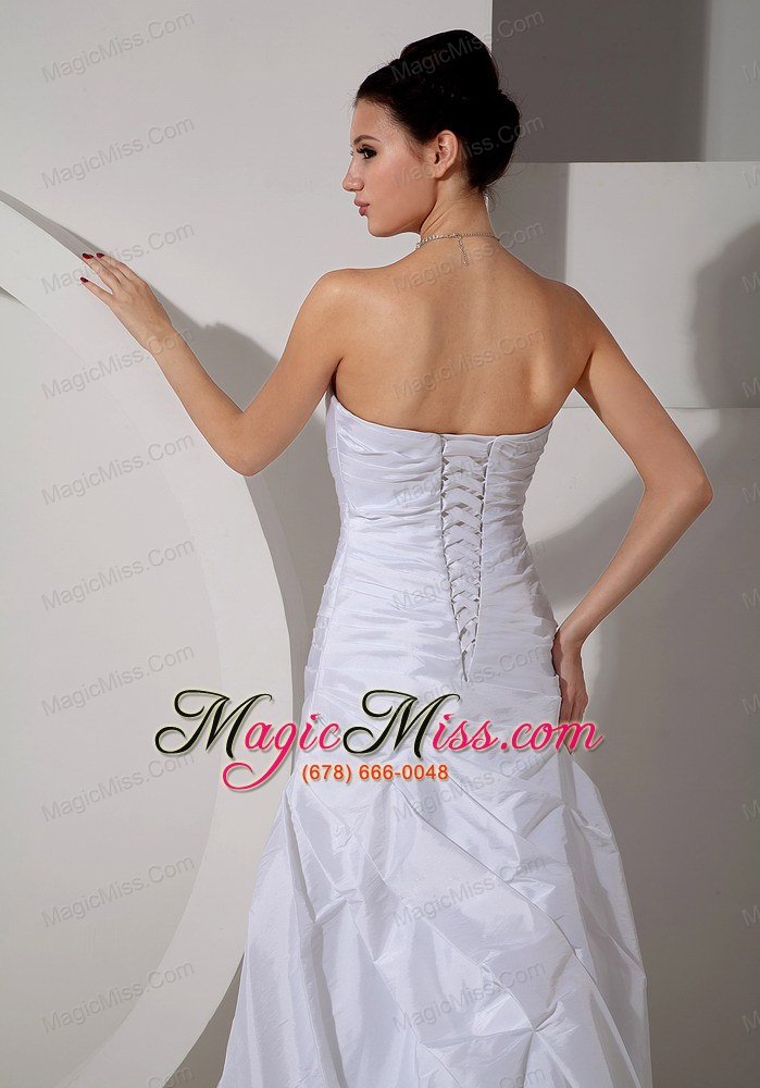 wholesale discount a-line sweetheart court train taffeta appliques and ruch wedding dress