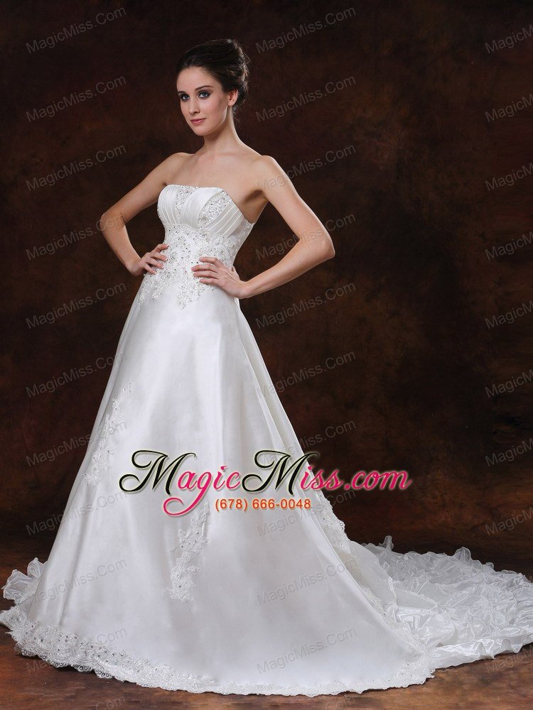 wholesale elegant strapless beading taffeta chapel train 2013 wedding dress