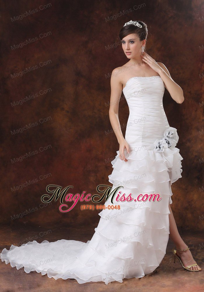wholesale bodice high slit brush / sweep mermaid / trumpet organza wedding dress with beading