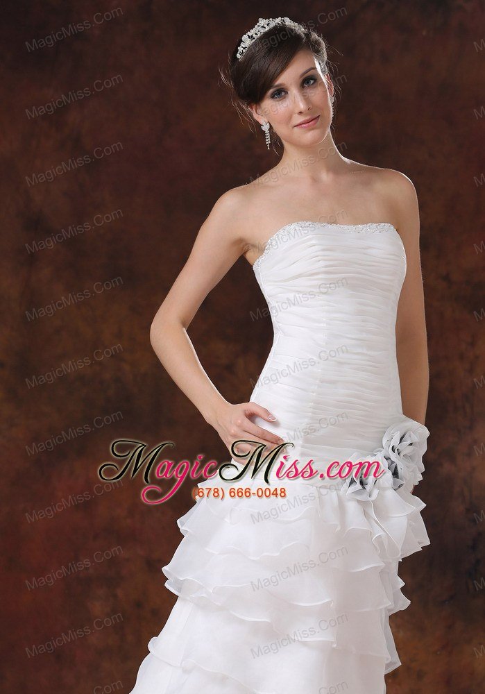 wholesale bodice high slit brush / sweep mermaid / trumpet organza wedding dress with beading