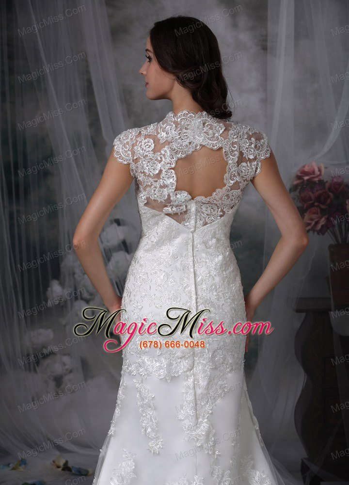 wholesale beautiful column v-neck brush train lace wedding dress