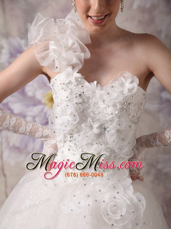 wholesale elegant a-line one shoulder floor-length organza beading wedding dress
