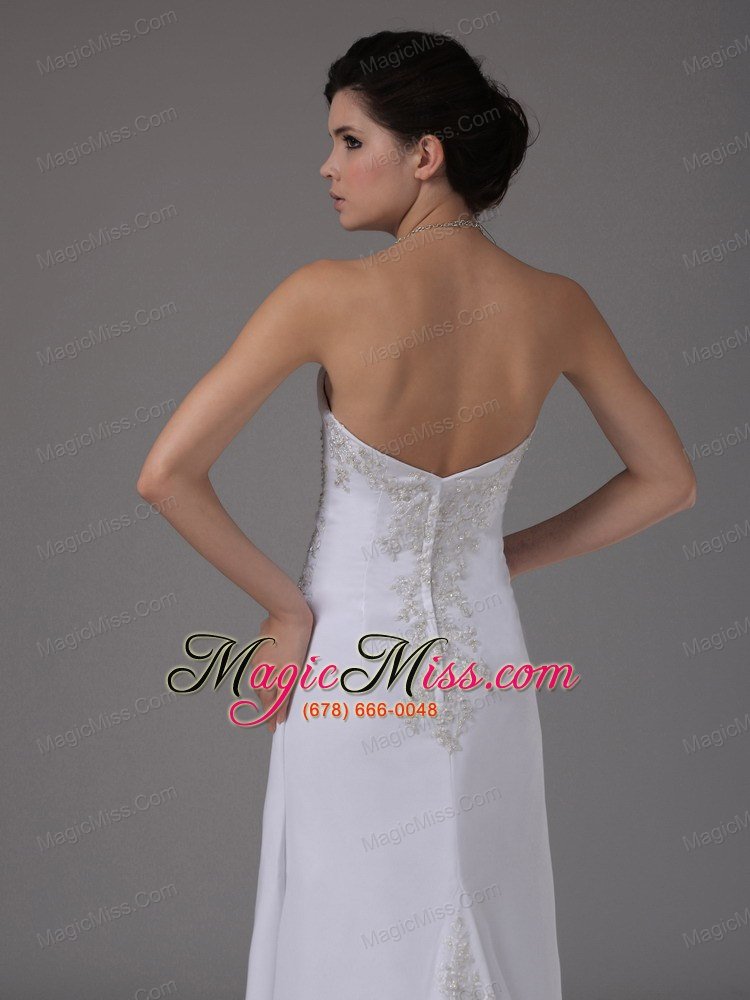 wholesale embroidery decorate up bodice strapless brush train chiffon 2013 wedding dress