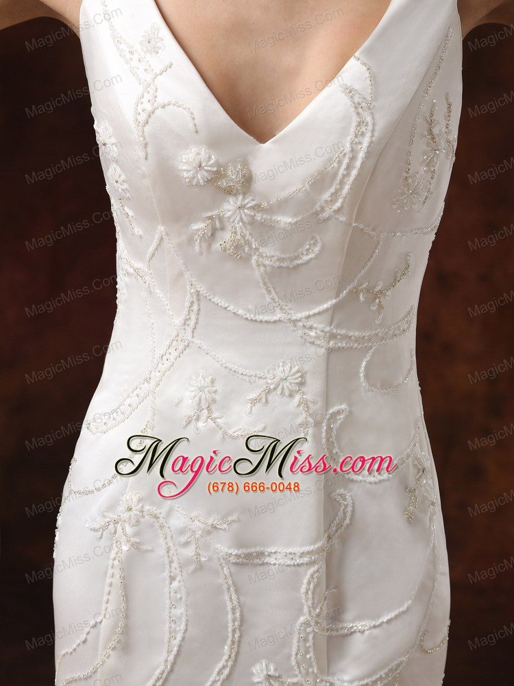 wholesale v-neck embroidery and a-line for wedding dress court train