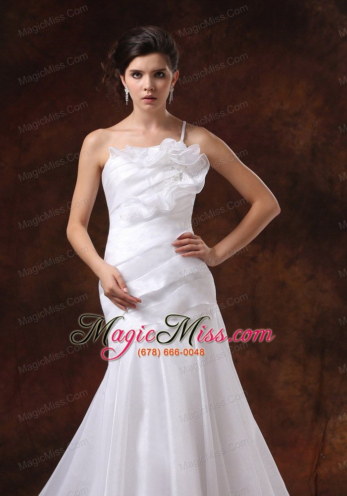 wholesale customize mermaid one shoulder wedding dress for wedding party with beaded decorate