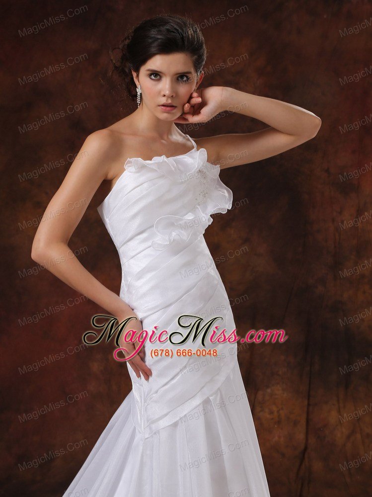 wholesale customize mermaid one shoulder wedding dress for wedding party with beaded decorate
