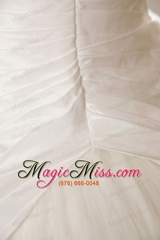 wholesale white ball gown strapless court train tulle and taffeta beading wedding dress
