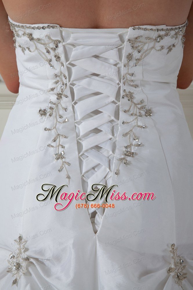 wholesale brand new a-line strapless court train taffeta appliques wedding dress