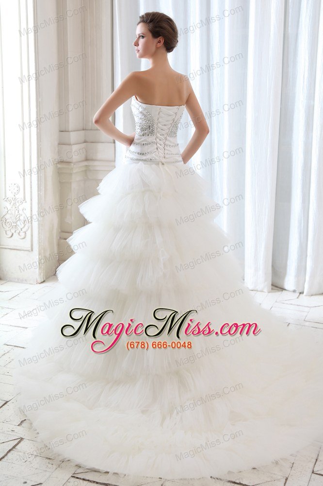 wholesale best a-line strapless court train tulle beading wedding dress