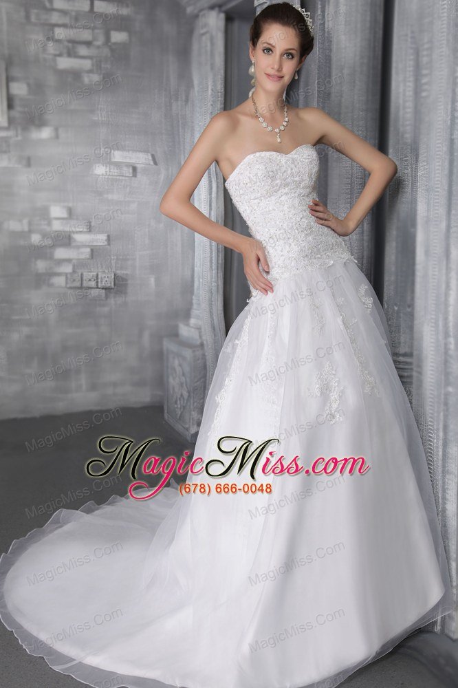 wholesale elegant a-line/princess sweetheart court train organza wedding dress