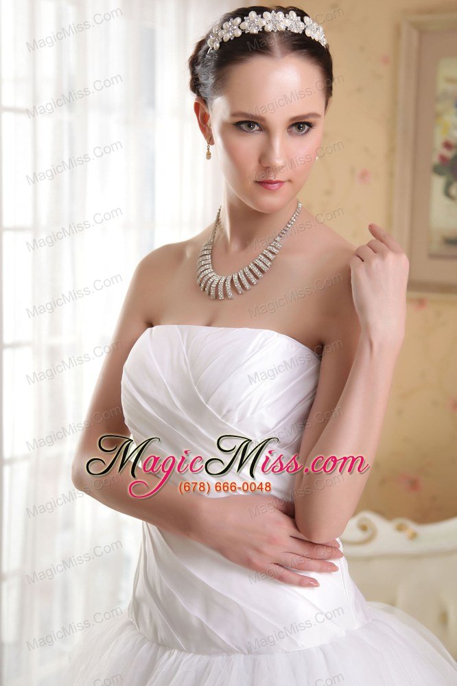 wholesale white a-line / princess strapless floor-length taffeta and organza ruch wedding dress