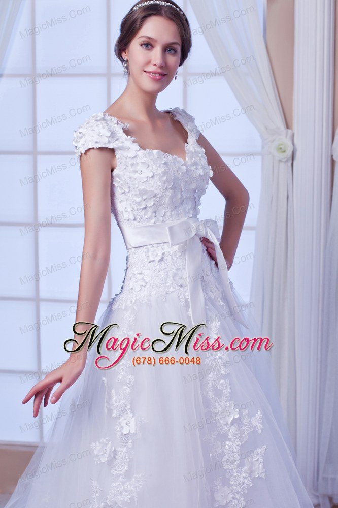 wholesale new a-line / princess square chapel train tulle embroidery wedding dress