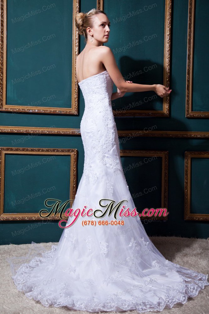 wholesale modest mermaid strapless brush traintulle beading wedding dress