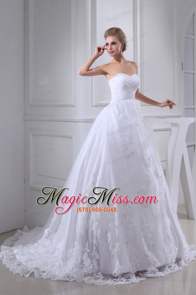 wholesale lace with beading ball gown sweetheart chapel train wedding dress