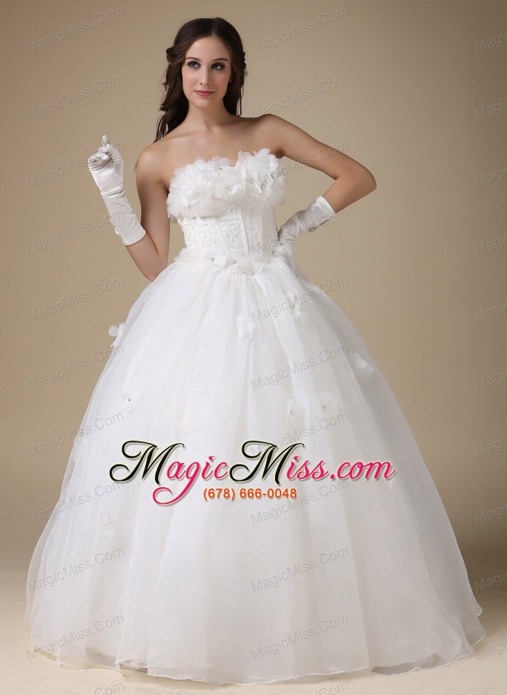 wholesale simple a-line strapless floor-length taffeta and organza appliques wedding dress