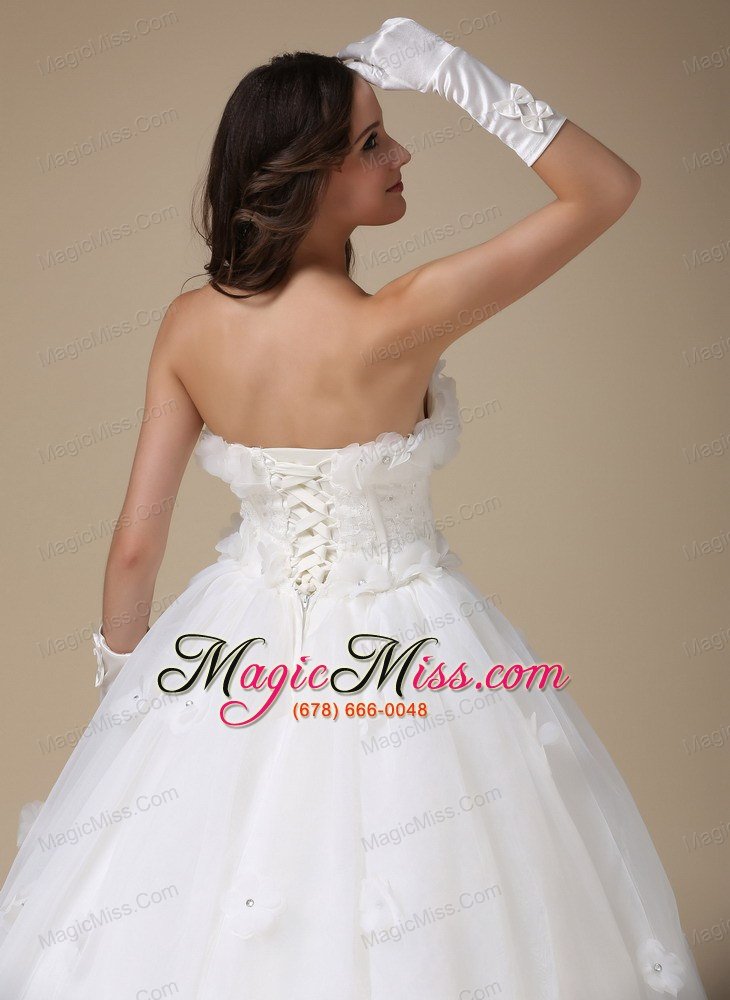 wholesale simple a-line strapless floor-length taffeta and organza appliques wedding dress