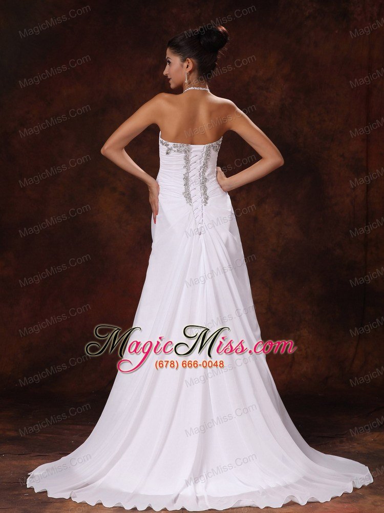 wholesale halter top court train empire wedding dress with appliques for custom made in 2013