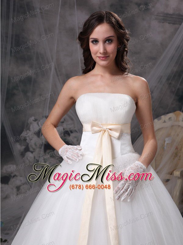 wholesale wonderful a-line strapless floor-length organza and taffeta bows wedding dress