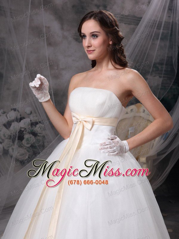 wholesale wonderful a-line strapless floor-length organza and taffeta bows wedding dress