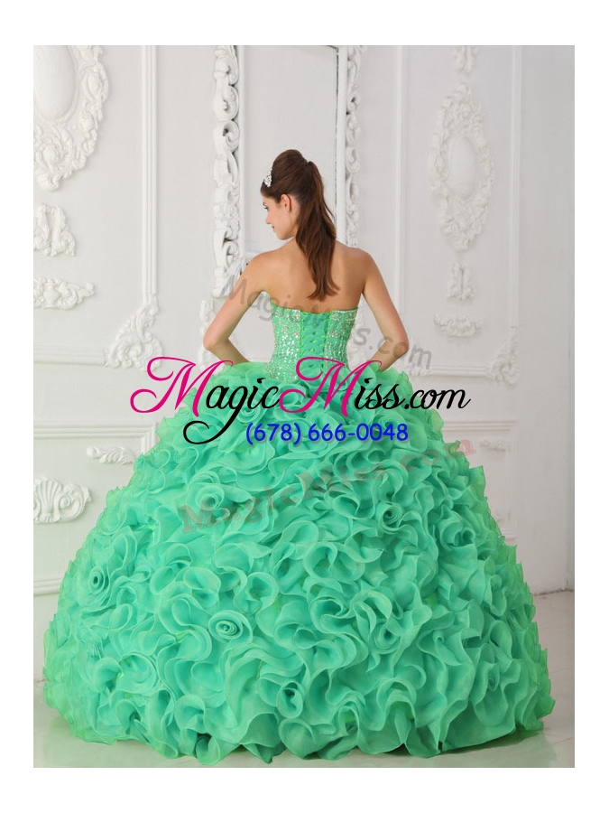 wholesale turquoise strapless organza 2013 summer quinceanera dresses with beading