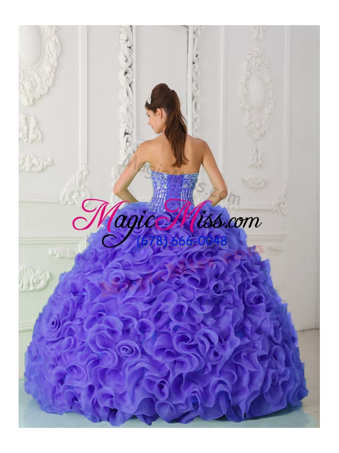 wholesale purple new style quinceanera dress ball gown strapless organza beading