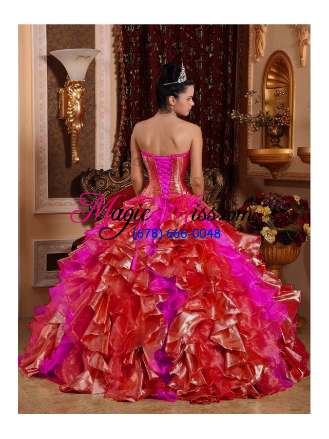 wholesale ball gown strapless ruffles and beading embroidery red sweet 2014 quinceanera dresses