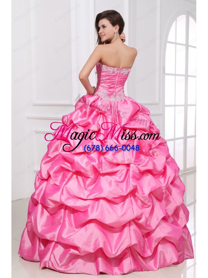 wholesale strapless appliques and pick ups quinceanera dress in rose pink