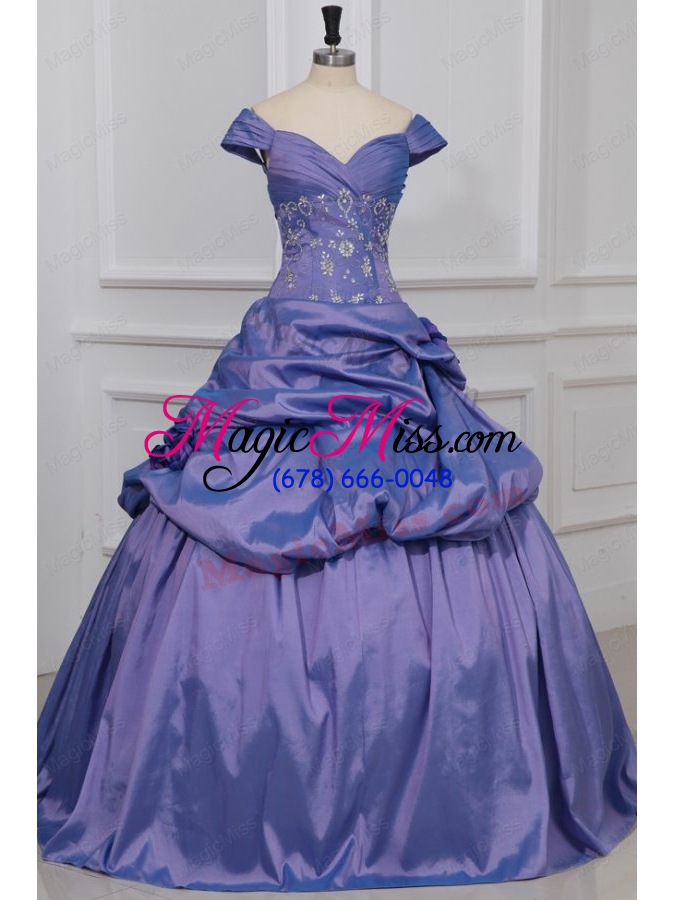 wholesale off the shoulder beading taffeta quinceanera dress in lavender