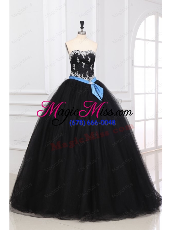 wholesale black sweetheart appliques organza quinceanera dress for 2014 spring