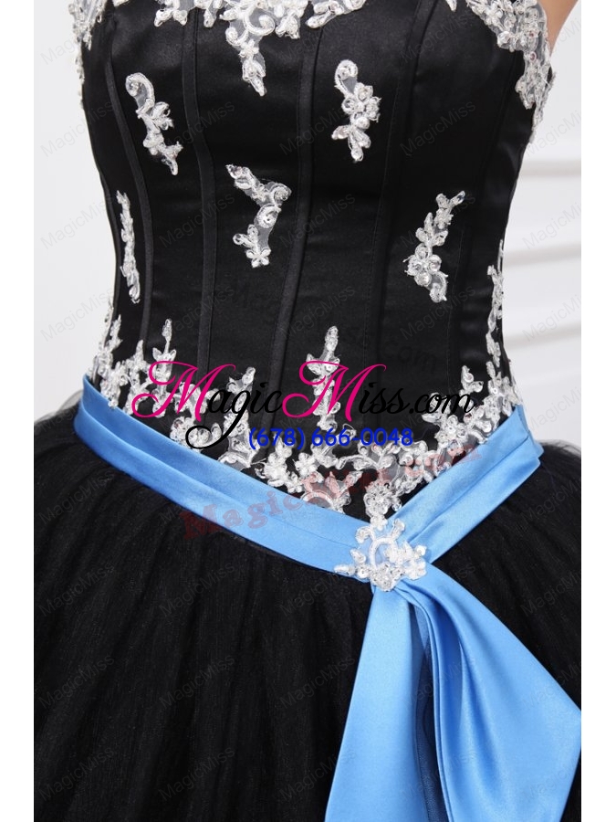 wholesale black sweetheart appliques organza quinceanera dress for 2014 spring