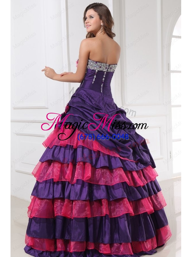 wholesale sweetheart beading and flowers quinceanera dress in red and purple