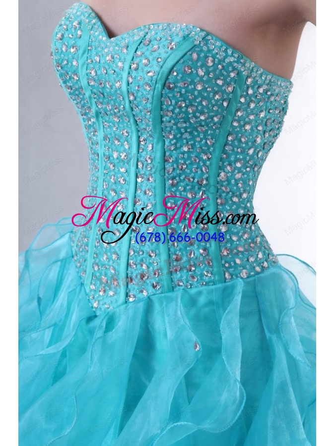 wholesale a line turquoise sweetheart beading and ruffles quinceanera dress