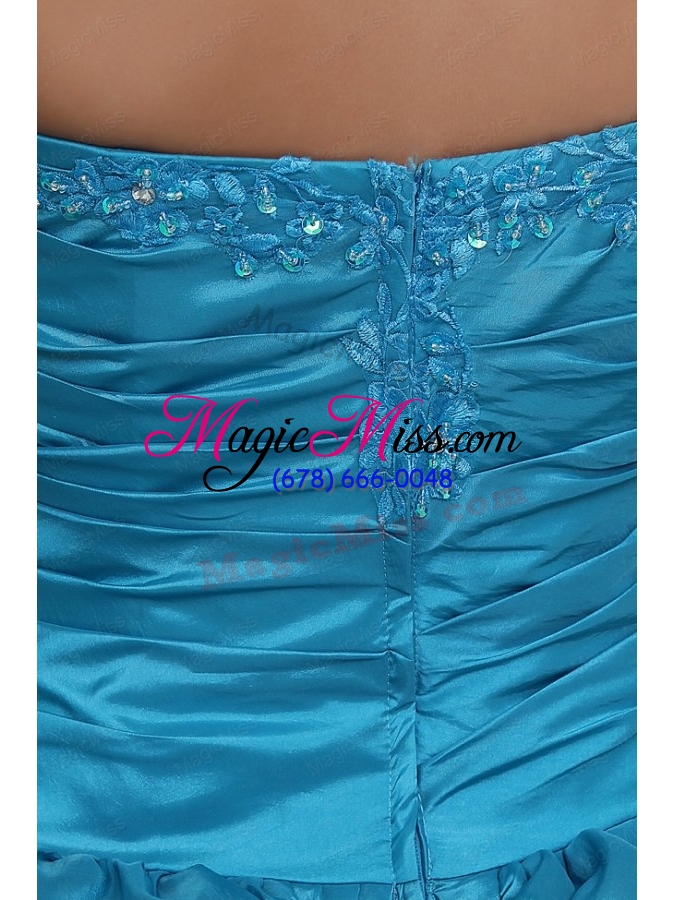 wholesale teal and black sweetheart appliques full length quinceanera dress