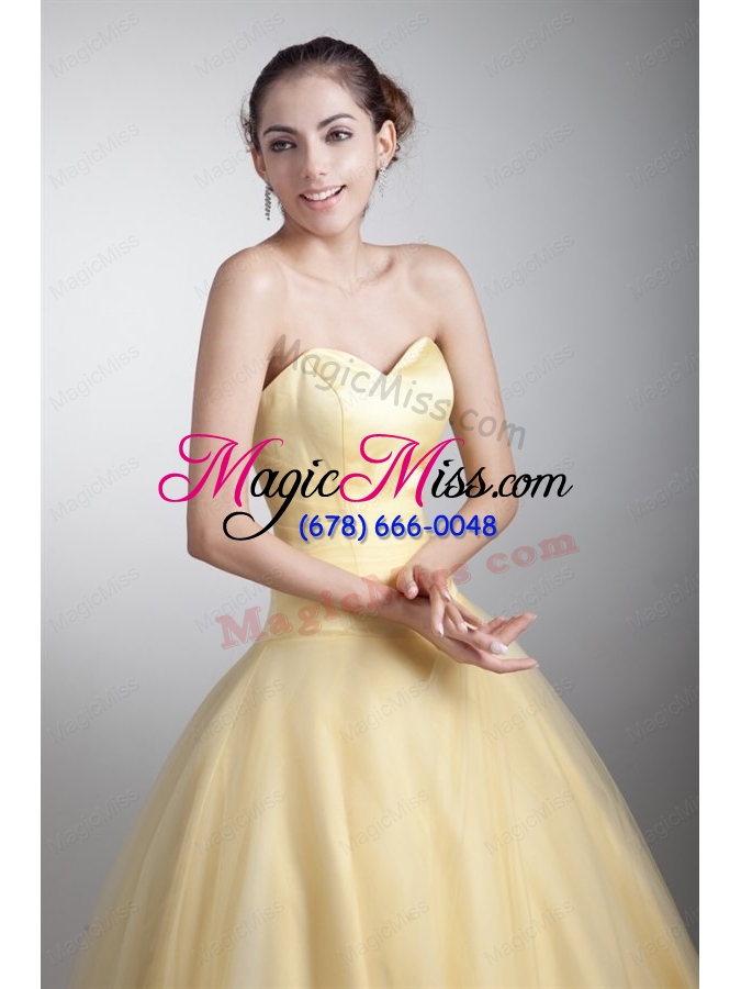 wholesale a line sweetheart full length ruche quinceanera dress in light yellow