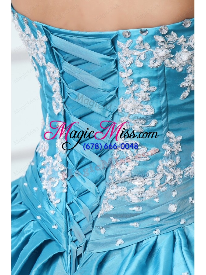 wholesale sweetheart appliques and pick ups taffeta quinceanera dress in teal