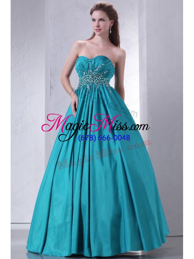 wholesale sweetheart a line beaded decorate waist quinceanera dress in turquoise