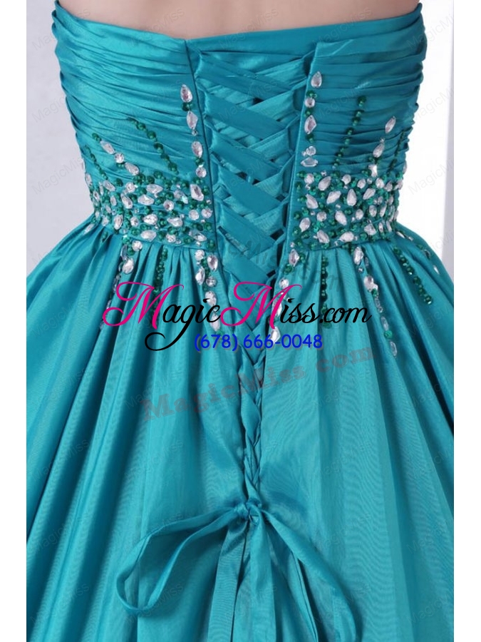 wholesale sweetheart a line beaded decorate waist quinceanera dress in turquoise