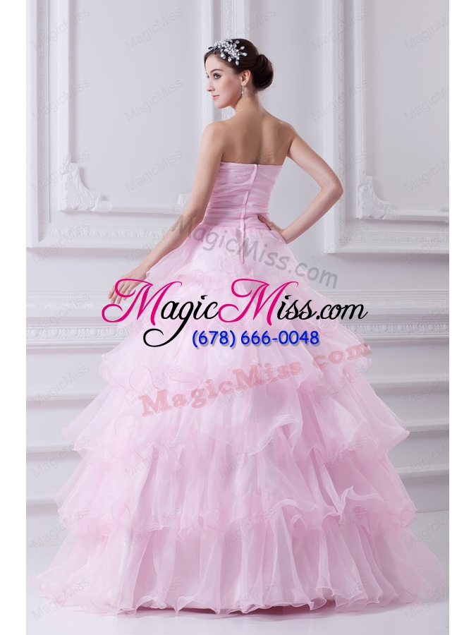 wholesale ball gown strapless beading appliques baby pink quinceanera dress