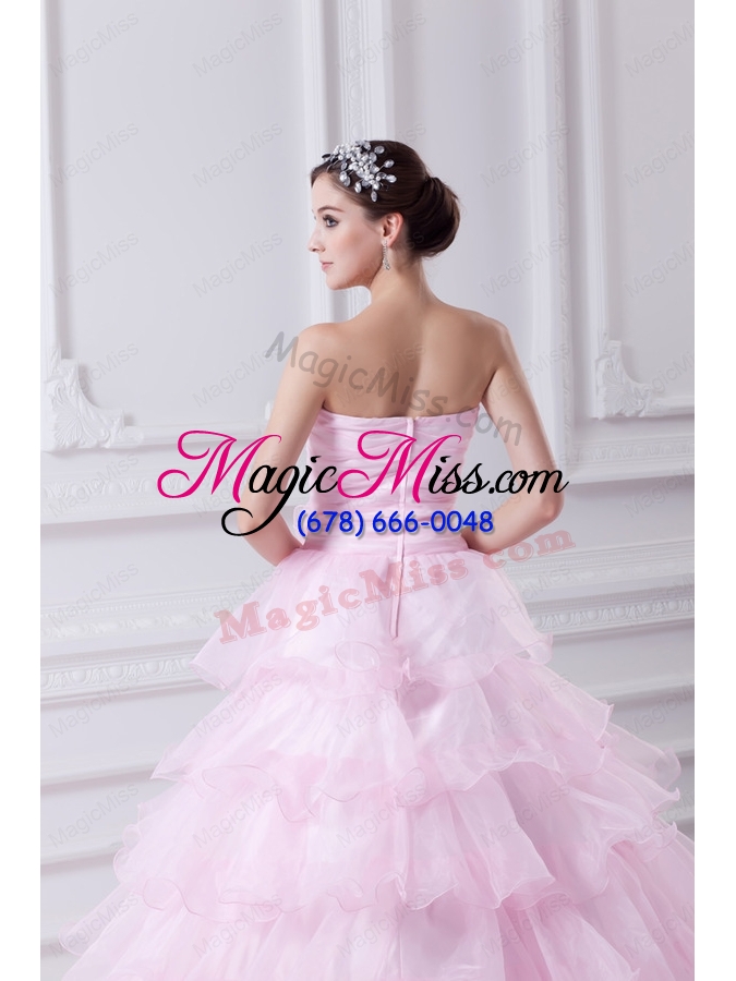 wholesale ball gown strapless beading appliques baby pink quinceanera dress