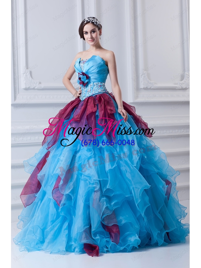 wholesale 2015 discount ball gown strapless appliques multi-color quinceanera dress