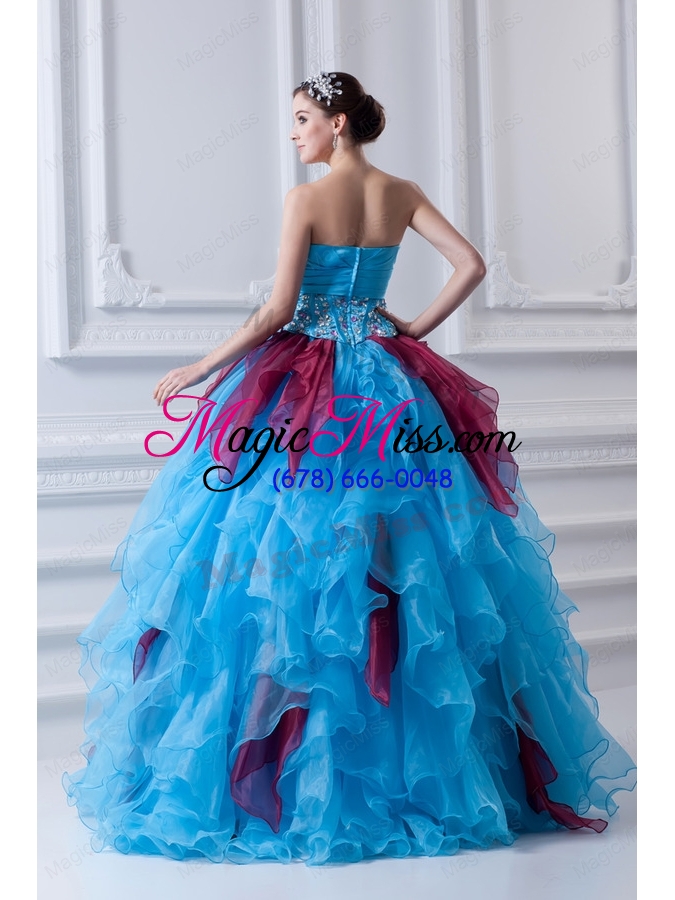 wholesale 2015 discount ball gown strapless appliques multi-color quinceanera dress