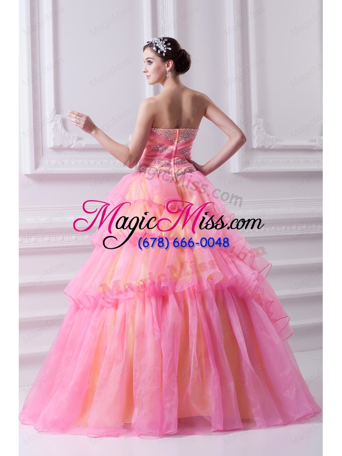 wholesale pretty ball gown strapless hot pink quinceanera dress with zipper up