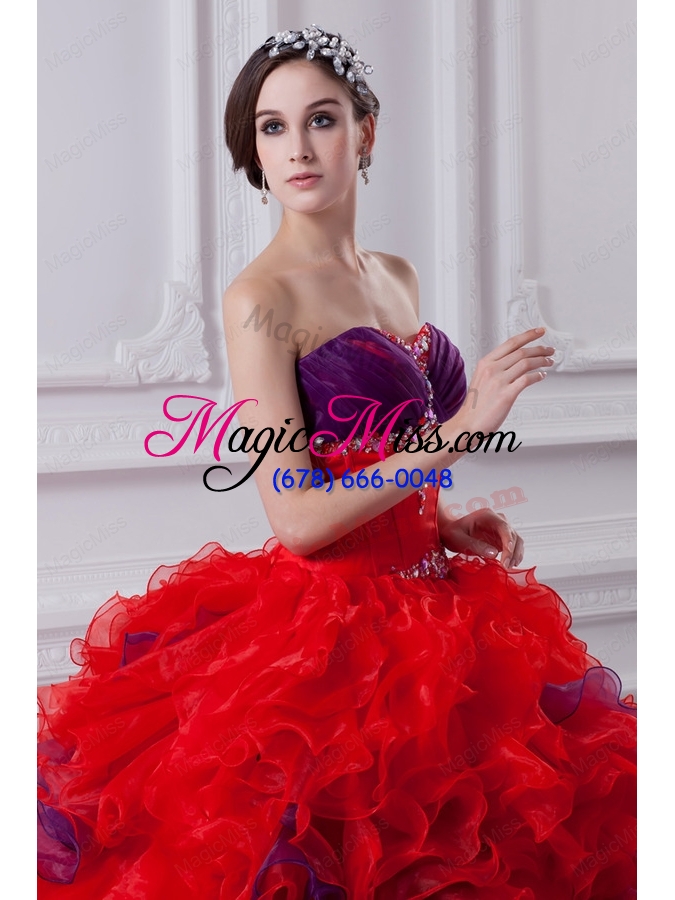 wholesale fashionable sweetheart multi-color quinceanera dress with ruffles