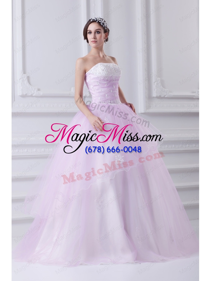 wholesale cute ball gown strapless beading and appliques baby pink quinceanera dress