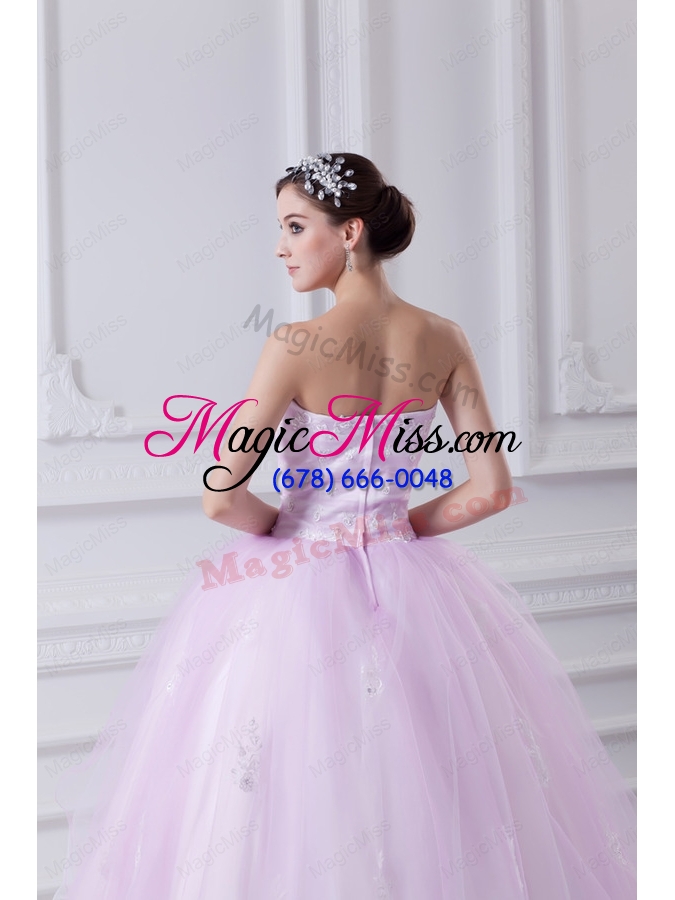 wholesale cute ball gown strapless beading and appliques baby pink quinceanera dress