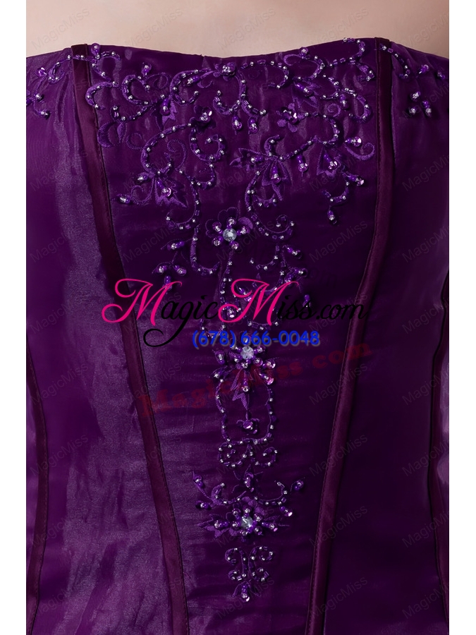 wholesale 2015 eggplant purple strapless beading and embroidery quinceanera dress