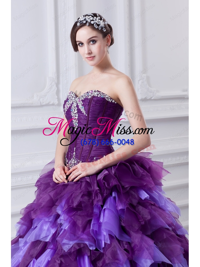 wholesale beading multi-color sweetheart ball gown quinceanera dress with ruffles