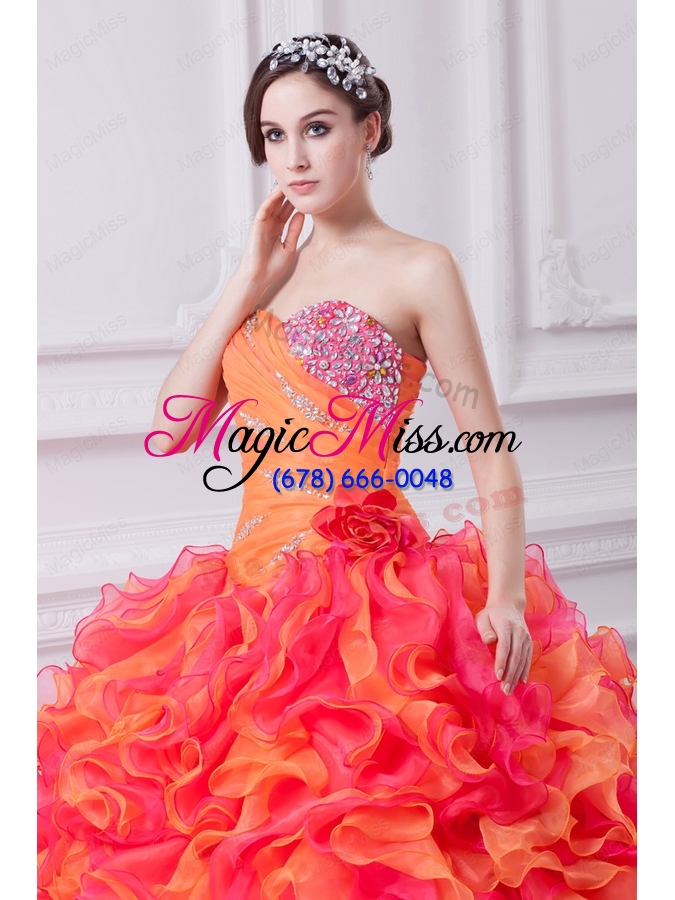 wholesale beautiful multi-color sweetheart beading and ruching quinceanera dress
