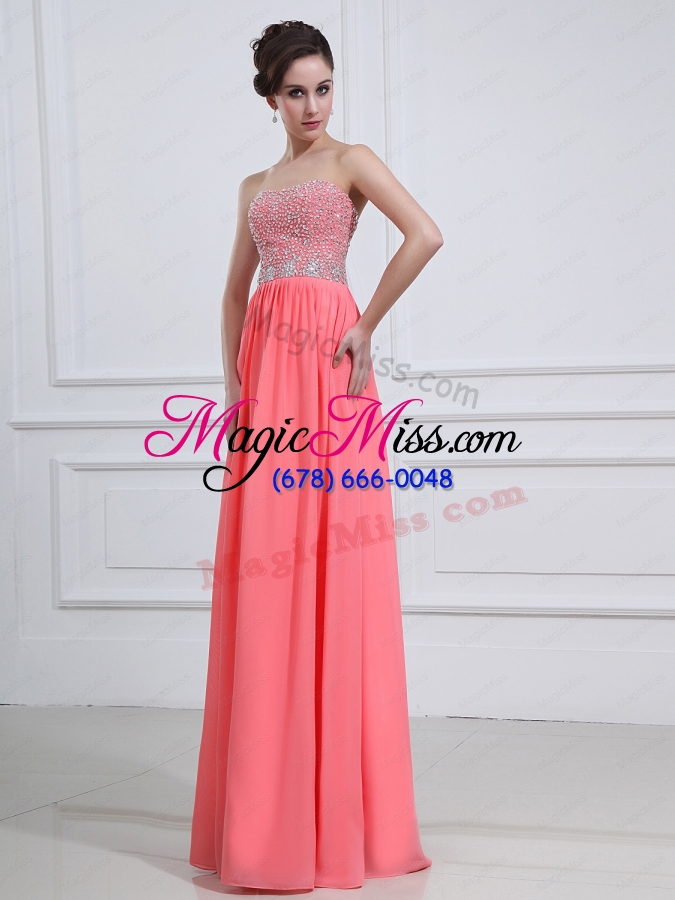 wholesale latest sweetheart watermelon red 2015 prom dress with beading