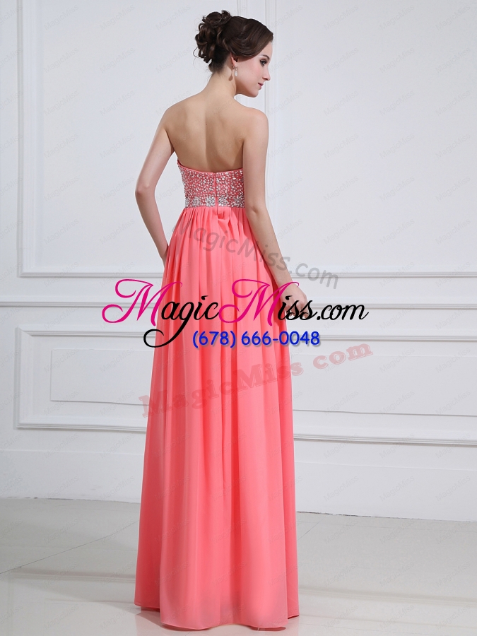 wholesale latest sweetheart watermelon red 2015 prom dress with beading